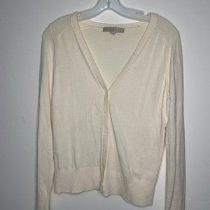 Loft cream beige Small button front work Cadigan
